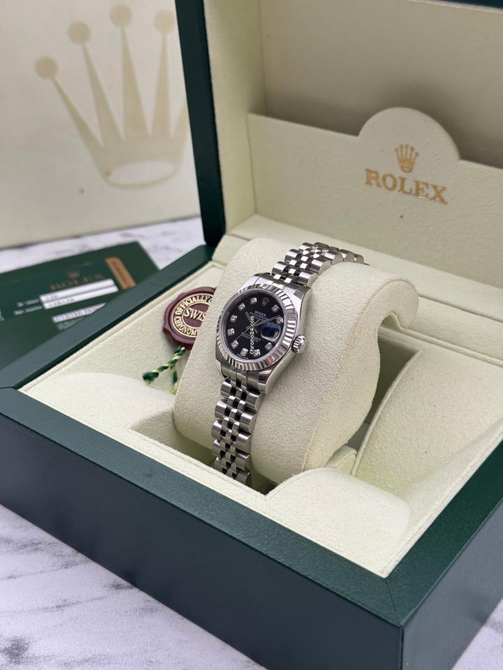 رولكس ديت جست ستيل نسائي مرصع بالألماس | ROLEX DATEJUST WOMEN STEEL WITH DIAMONDS