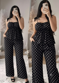 طقم منزلي بنقشة النقاط الكلاسيكية (قطعتين) | Classic Polka Dot 2-Piece Lounge Set