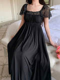 فستان منزلي ملكي بلمسات الدانتيل | Royal Lace-Trimmed Lounge Dress