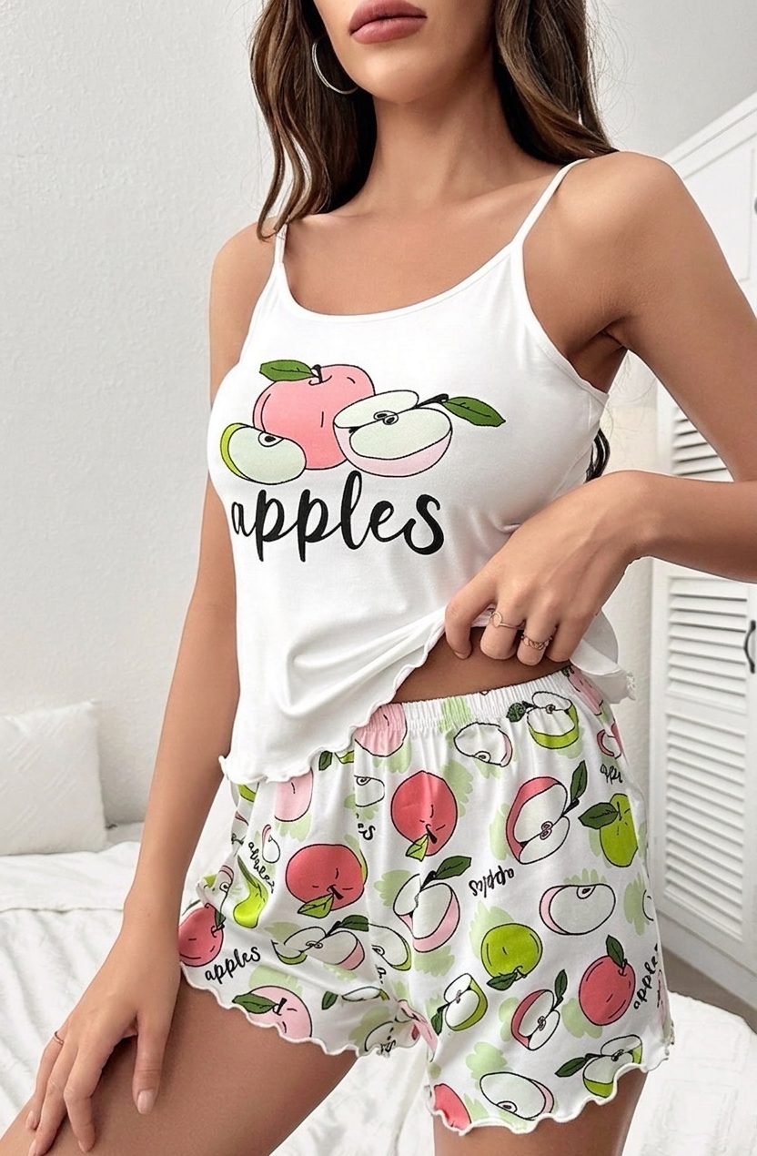 طقم منزلي صيفي بنقشة حيوية (قطعتين) | Vibrant Print 2-Piece Summer Lounge Set