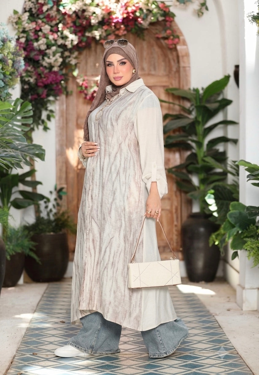 عباية عملية بنمط عصري وخامة الجلاكسي الإيطالي | Modern Practical Abaya in Italian Galaxy Fabric