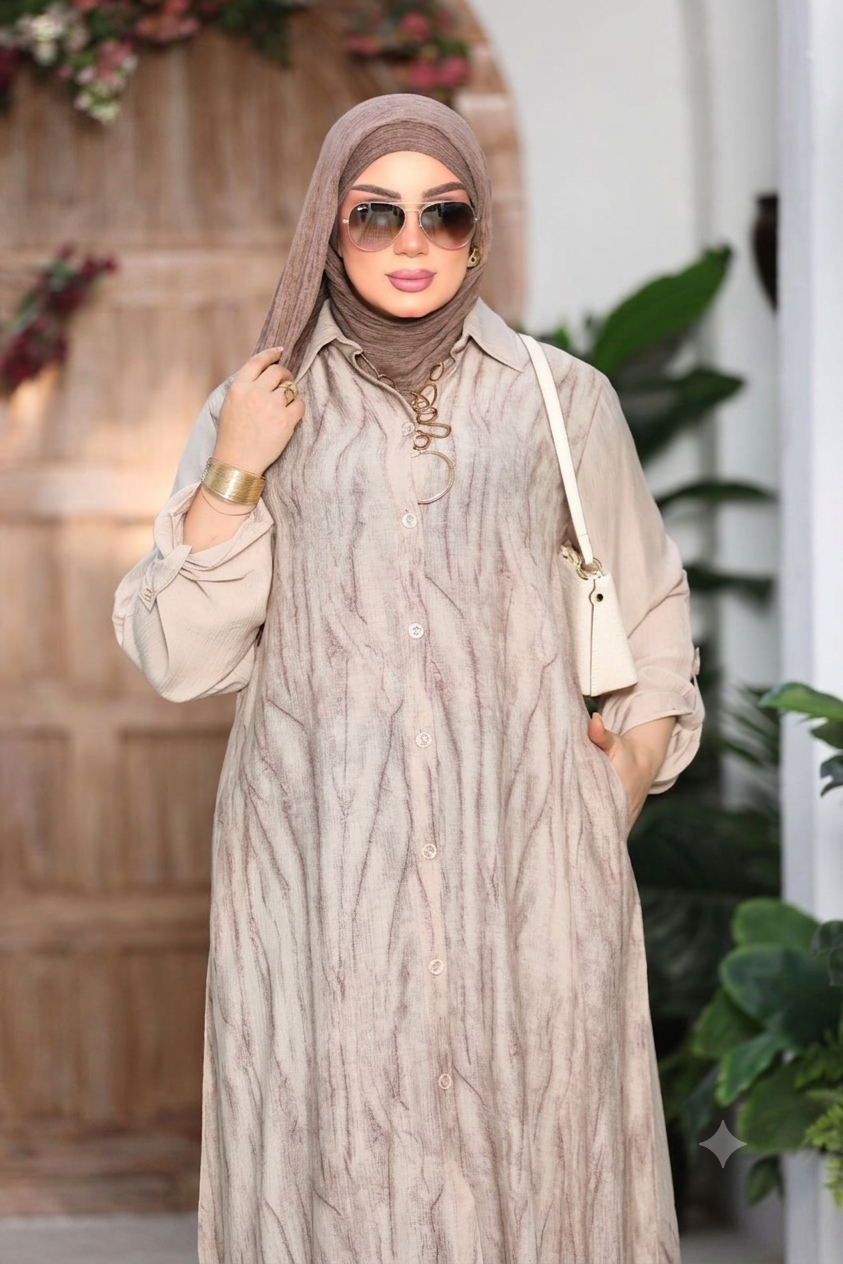 عباية عملية بنمط عصري وخامة الجلاكسي الإيطالي | Modern Practical Abaya in Italian Galaxy Fabric