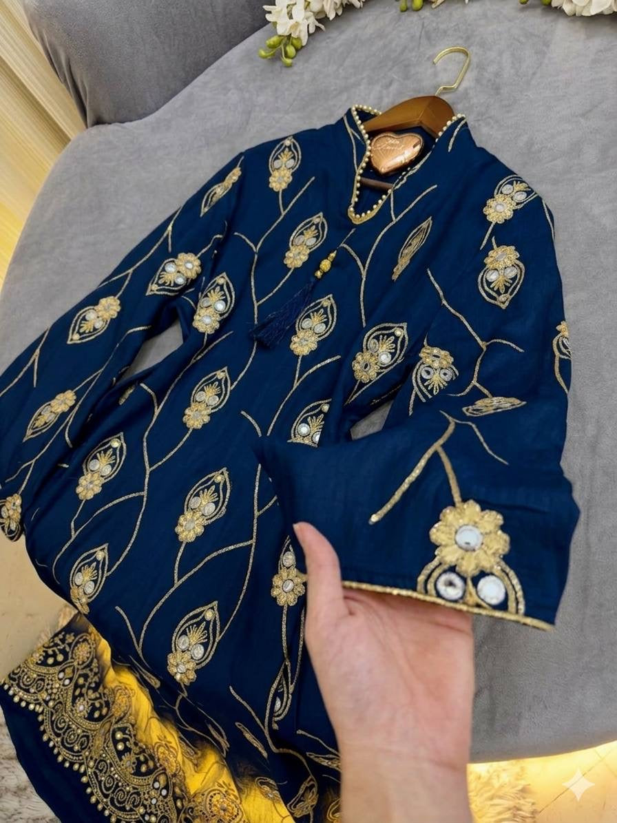 عباية ملكية مطرزة بنقوش هندسية فاخرة | Royal Geometric Embroidered Abaya