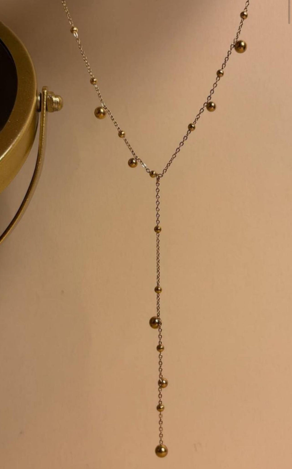 قلادة "حبات اللؤلؤ الذهبي" المتدلية | Golden Beads Drop Necklace