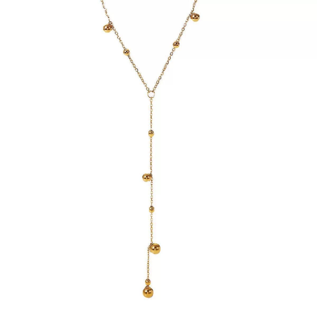 قلادة "حبات اللؤلؤ الذهبي" المتدلية | Golden Beads Drop Necklace