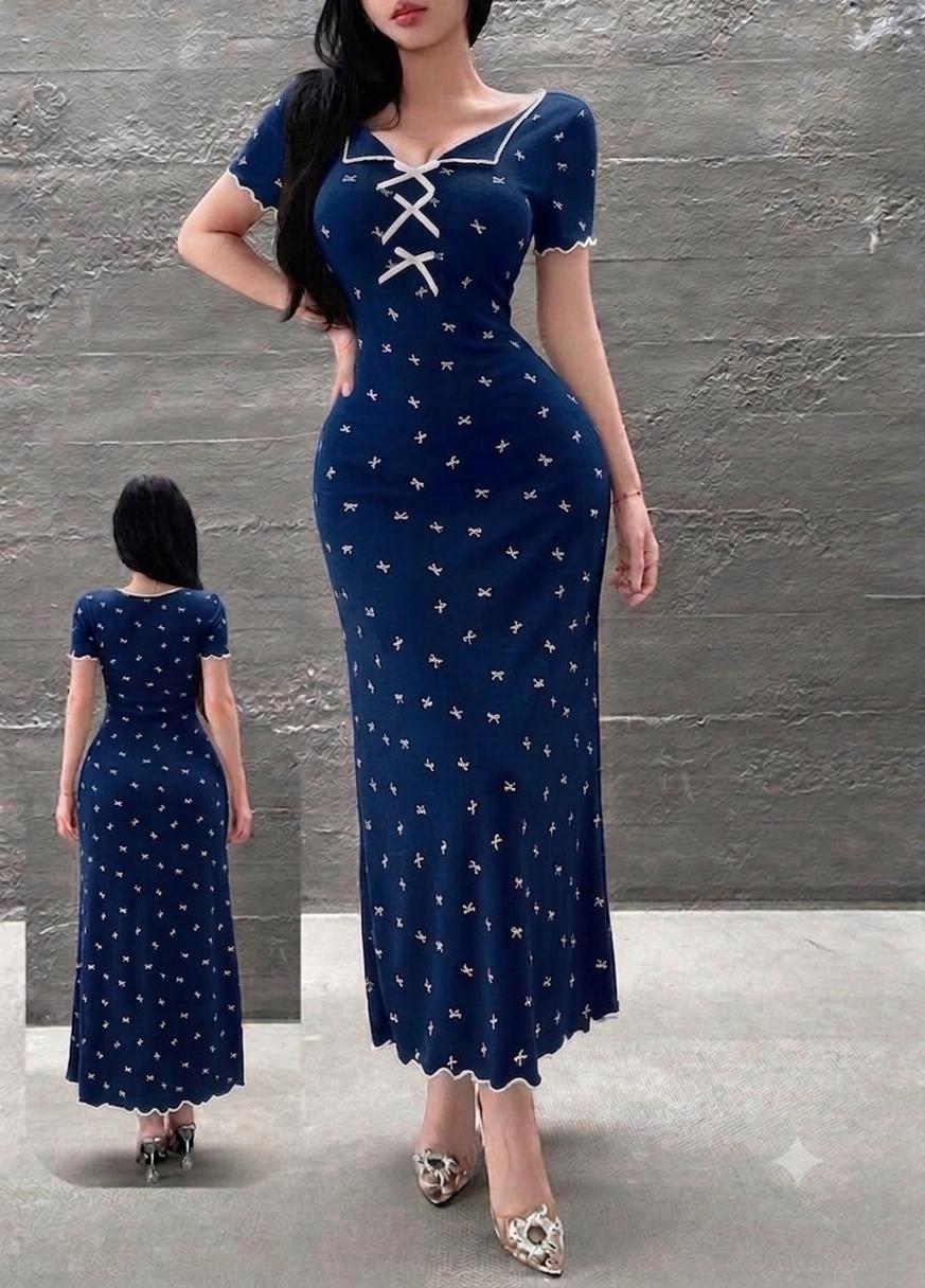 فستان "أناقة الفيونكات" الكلاسيكي | "Bow Elegance" Classic Dress
