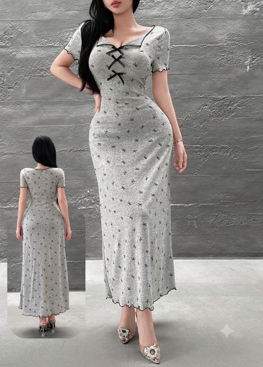 فستان "أناقة الفيونكات" الكلاسيكي | "Bow Elegance" Classic Dress