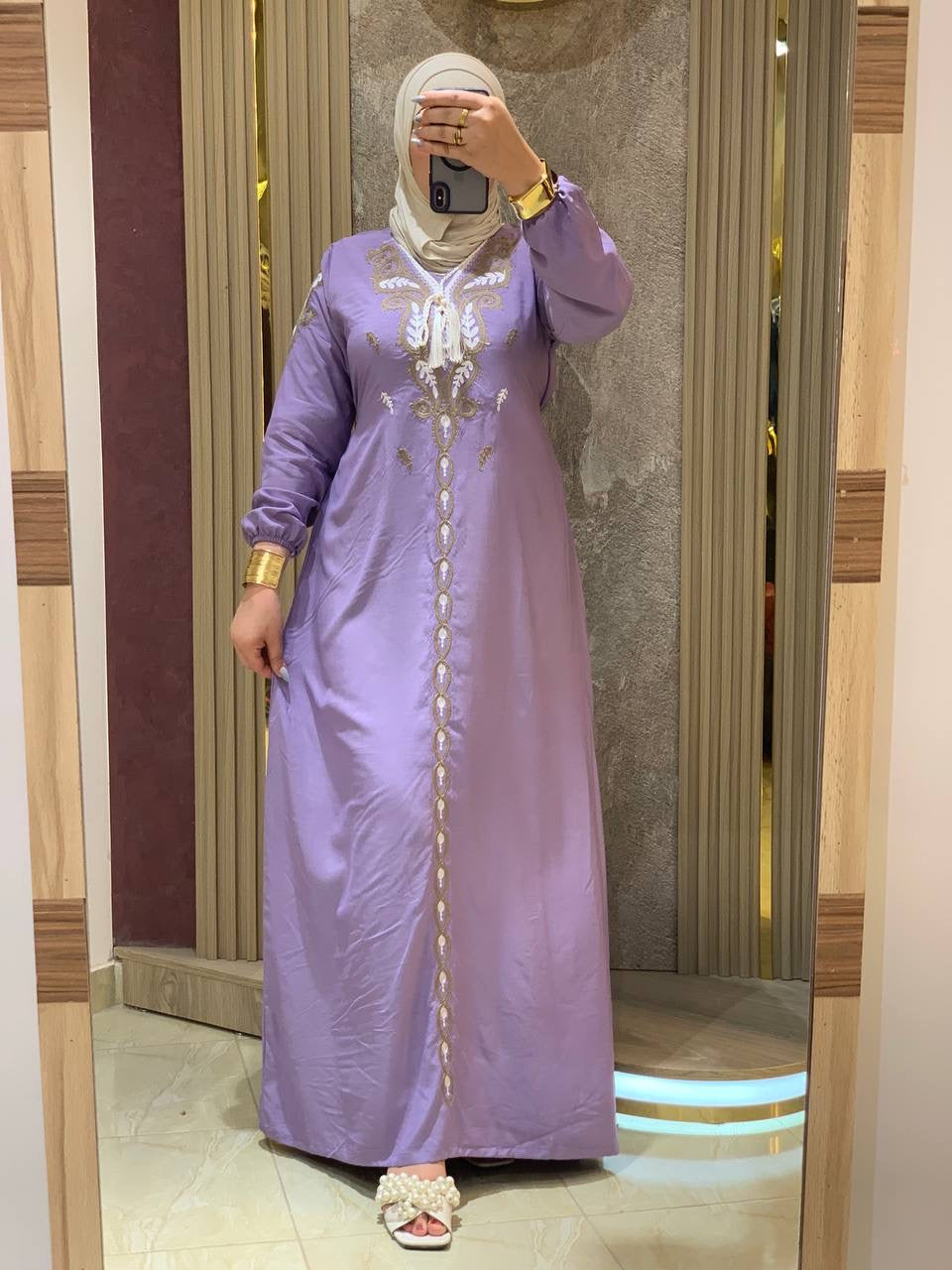 عباءة مريحة من القطن المصري الخالص بتطريز تراثي | Comfortable Pure Egyptian Cotton Abaya with Traditional Embroidery