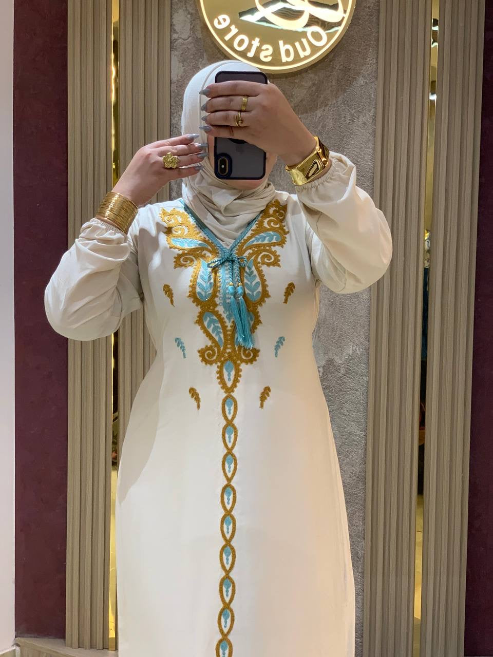 عباءة مريحة من القطن المصري الخالص بتطريز تراثي | Comfortable Pure Egyptian Cotton Abaya with Traditional Embroidery