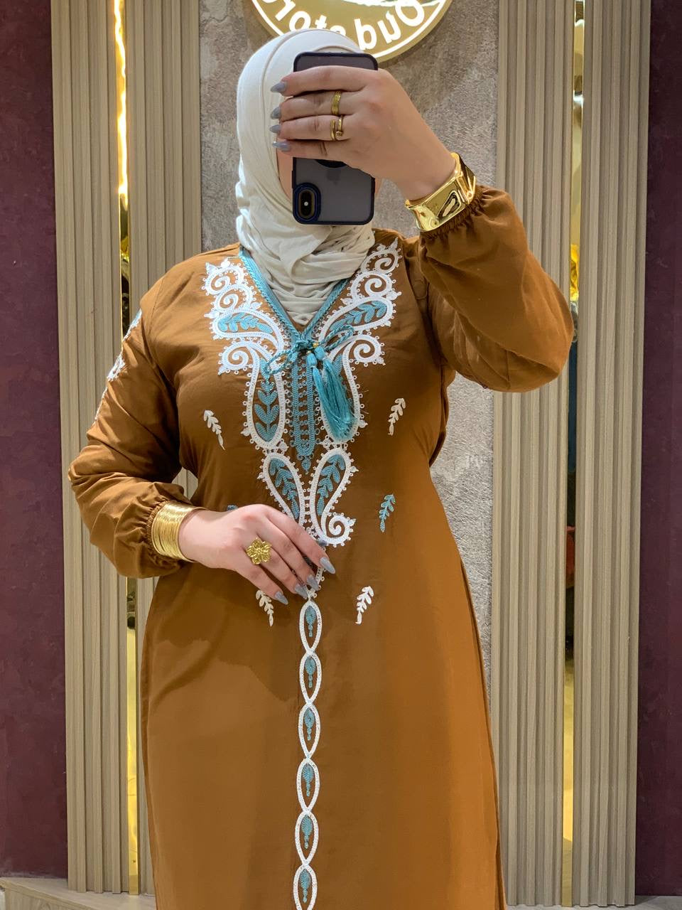 عباءة مريحة من القطن المصري الخالص بتطريز تراثي | Comfortable Pure Egyptian Cotton Abaya with Traditional Embroidery