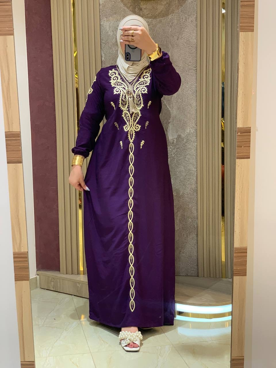 عباءة مريحة من القطن المصري الخالص بتطريز تراثي | Comfortable Pure Egyptian Cotton Abaya with Traditional Embroidery