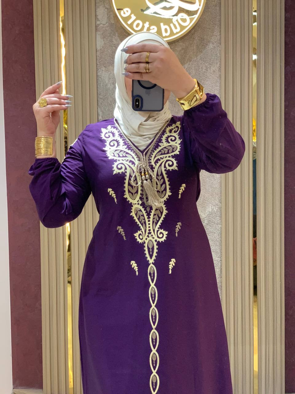 عباءة مريحة من القطن المصري الخالص بتطريز تراثي | Comfortable Pure Egyptian Cotton Abaya with Traditional Embroidery