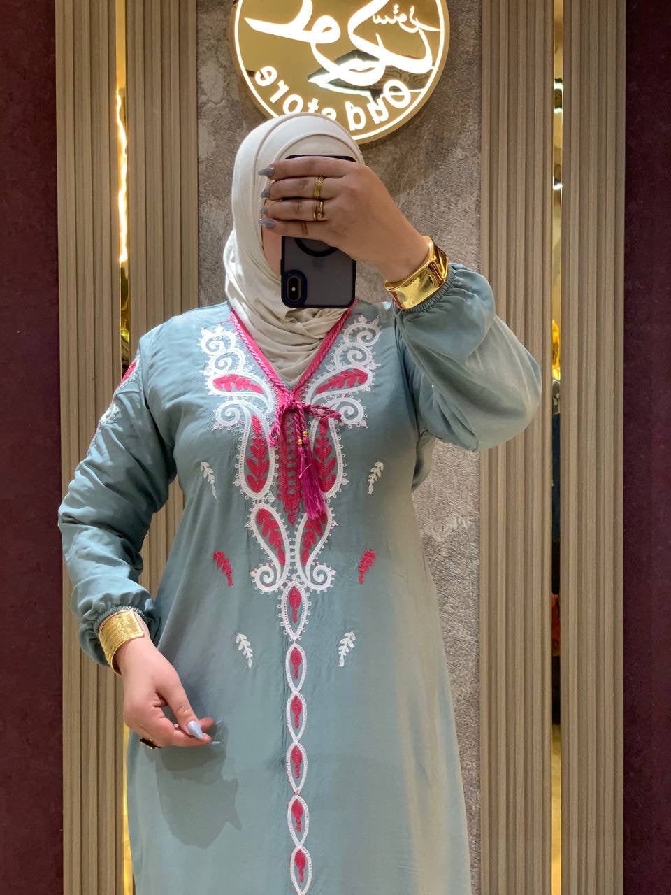 عباءة مريحة من القطن المصري الخالص بتطريز تراثي | Comfortable Pure Egyptian Cotton Abaya with Traditional Embroidery