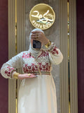 عباءة راقية من القطن المصري الخالص بتطريزات تراثية | Sophisticated Pure Egyptian Cotton Abaya with Traditional Embroidery